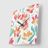 Y2はっきりしたKワイルドフラワーノス鮮やかタルジックホームデコール スクエア壁時計 (傾斜)