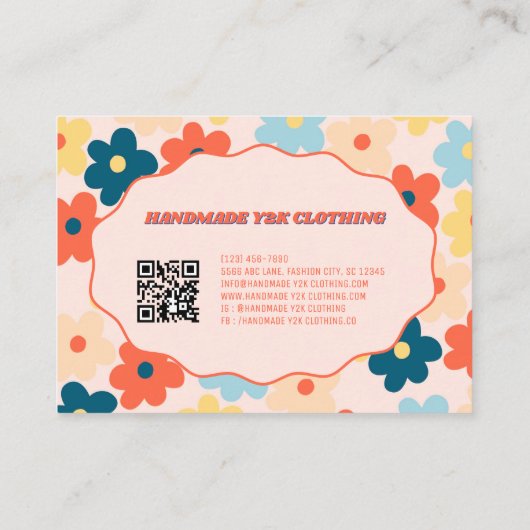 Y2カラフルK花手作り服 名刺 (裏面)
