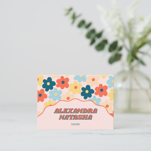Y2カラフルK花手作り服 名刺 (スタンド正面)