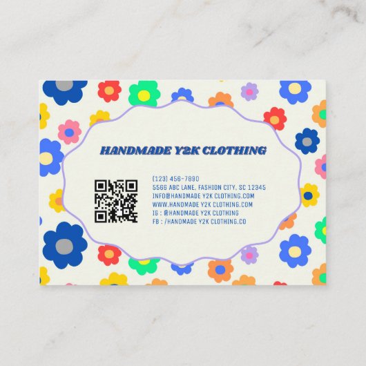Y2カラフルK花手作り服 名刺 (裏面)