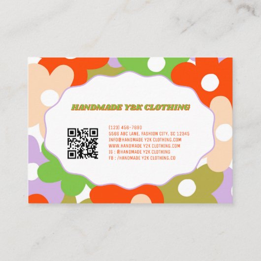 Y2カラフルK花手作り服 名刺 (裏面)