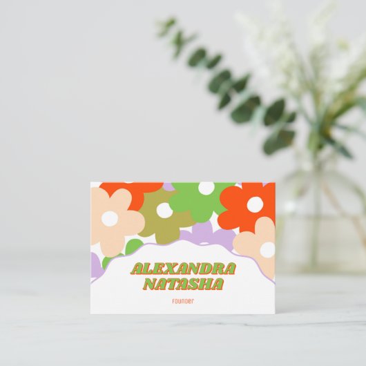 Y2カラフルK花手作り服 名刺 (スタンド正面)