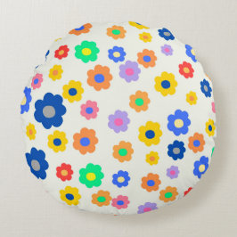 Y2Kお洒落フローラカラフルレトロ陽気 ラウンドクッション