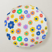 Y2Kお洒落フローラカラフルレトロ陽気 ラウンドクッション (裏面)