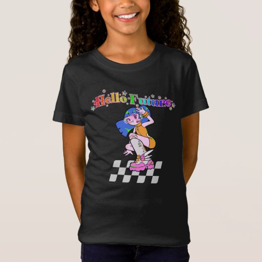 Y2Kアニメガール ハローフューチャー Tシャツ (正面)