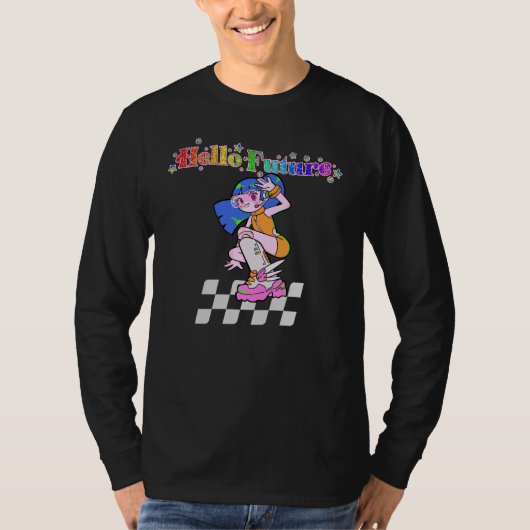 Y2Kアニメガール ハロー・フューチャー Tシャツ (正面)