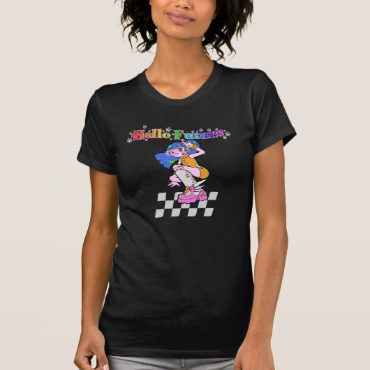 Y2Kアニメガール ハロー・フューチャー Tシャツ (正面)