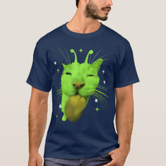 Y2KエイリアンキャットミームUFOレトロかわいい猫好きヴィンテージ Tシャツ
