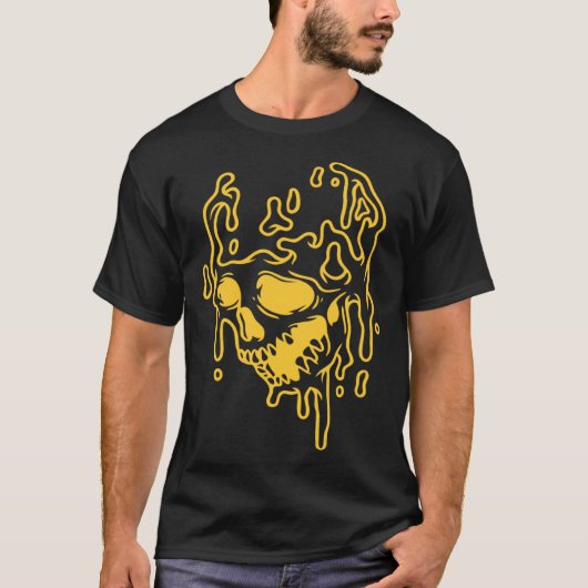 Y2Kサイバー美学グランジ滴下スカルストリーム Tシャツ (正面)