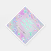 Y2Kパーティー虹色レインボーハッピーバースデー名 スタンダードランチョンナプキン (角)