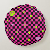 Y2Kビビッドピンクがかわいい市松模様♡  ラウンドクッション (裏面)