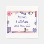 Y2Kピンクパープル2000sレトロテックギークラブズ結婚ズ スタンダードカクテルナプキン (正面)