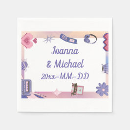 Y2Kピンクパープル2000sレトロテックギークラブズ結婚ズ スタンダードカクテルナプキン