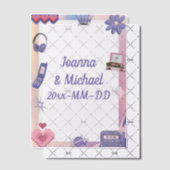 Y2Kピンクパープル2000sレトロテックギークラブズ結婚ズ ベラム紙招待状 (オフセット (招待状))