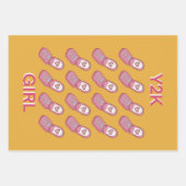 Y2Kフリップフォンハートパターン ラッピングペーパーシート (正面2)