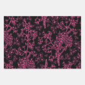 Y2Kホットピンクとブラックヴィンテージモダン植物学 ラッピングペーパーシート (正面)