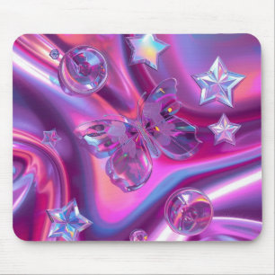 Y2Kホログラフィックグラデーションマウスパッド Chrome Stars マウスパッド