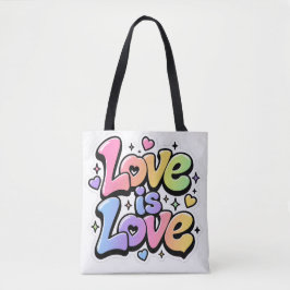 Y2Kレインボー落書きLove is Loveトートバッグ トートバッグ