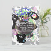 Y2Kレッズパーティの招待状 | ネオンレトロ編集可能T 招待状 (スタンド正面)