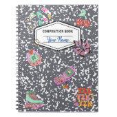 Y2Kレトログレー合成ノートブック ノートブック (正面)