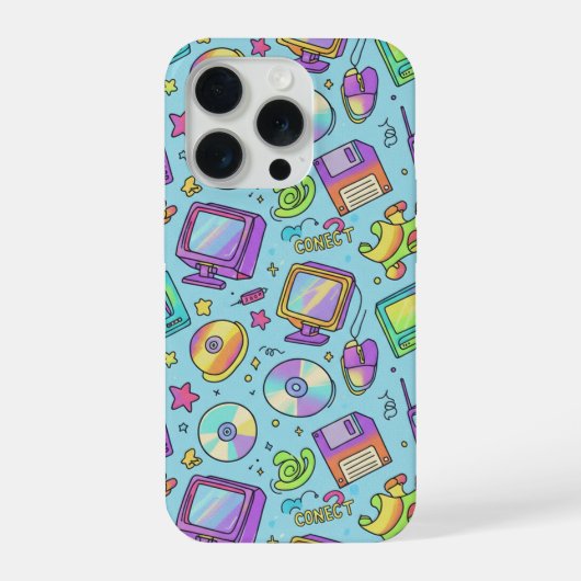Y2Kレトロテクノロジー風パターンスマホケース iPhoneケース (裏面)