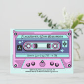 Y2Kレトロ90年代80年代カセットテープ誕生日 招待状 (スタンド正面)