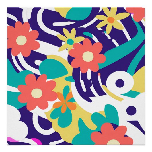 Y2Kワイルドフラワーはっきりしたノスタルジック鮮やか春アート ポスター (正面)