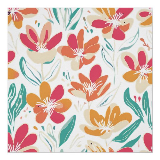 Y2Kワイルドフラワーはっきりしたノスタルジック鮮やか春アート ポスター (正面)