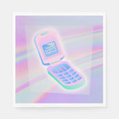 Y2K携帯電話文字虹色ハッピーバースデー名 スタンダードランチョンナプキン (正面)