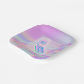 Y2K携帯電話文字虹色ハッピーバースデー名 ペーパープレート (傾斜あり)