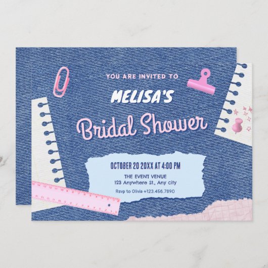 Y2k美学ブライダルシャワーへの招待 招待状 (正面/裏面)