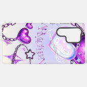 Y2K虹色ハート&パープルチェーン電話ケース SAMSUNG GALAXYケース (裏面横)