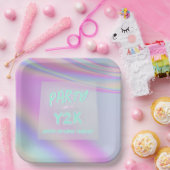 Y2K虹色レインボーハッピーバースデー パーソナライズされた ペーパープレート (パーティー)