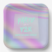 Y2K虹色レインボーハッピーバースデー パーソナライズされた ペーパープレート (正面)