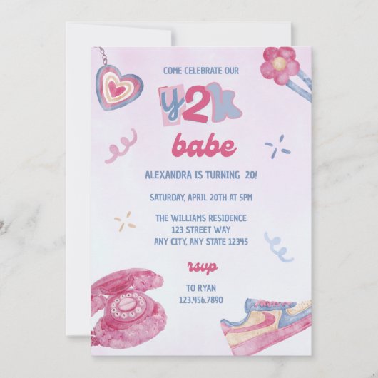 Y2K誕生日パーティー招待状 招待状 (正面)