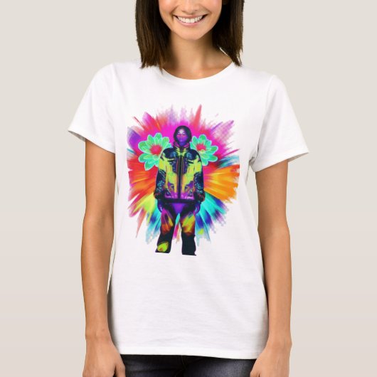 Y2K開花:テクウェアと発光自然 Tシャツ (正面)