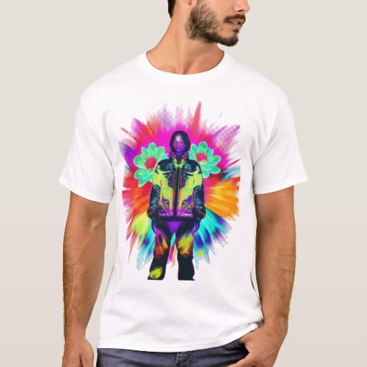 Y2K開花：テクウェアと発光自然 Tシャツ (正面)