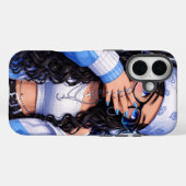 Y2K風かわいいアニメ女子ブルー系デザイン Case-Mate iPhoneケース (裏面 (横))