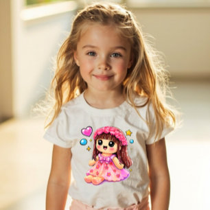 Y2K かわいいドールステッカー スタイル – キュートなガールズ トイ ポップ トドラーTシャツ
