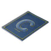 Y2K ブルー デニム 立体字 C モノグラム 名前 ノートブック (左側)