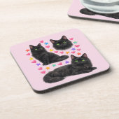 y2k レインボーハート 黒猫 かわいい コースター (左側)