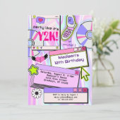 Y2K 2000のテーマ誕生日パーティー 招待状 (スタンド正面)