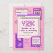 Y2K 2000年代 レトロ コンピューター インターフェース バースデーパーティー 招待状 (正面)