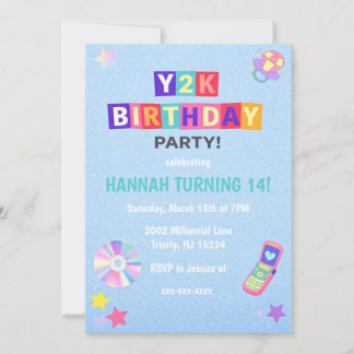 Y2K 2000's Trendy Birthday Party Invitation 招待状