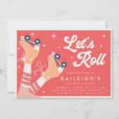Y2K 90s転がローラースケート女子誕生日 招待状 (正面)