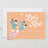 Y2K 90s転がローラーリンク女子誕生日 招待状 (正面)