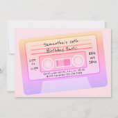 Y2k 90s 80sテーマパステルピンク10代のバースデーパーティー 招待状 (正面)