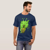 Y2K Alien Cat Meme UFO Retro Silly Cats Lover Vint Tシャツ (正面フル)