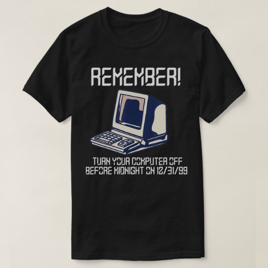 y2k Bug Millennium Glitch 1999 Tech Umous おもしろい y2 Tシャツ (デザイン正面)
