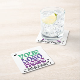 Y2k Business Logo Retrowave Cute Stars スクエアペーパーコースター